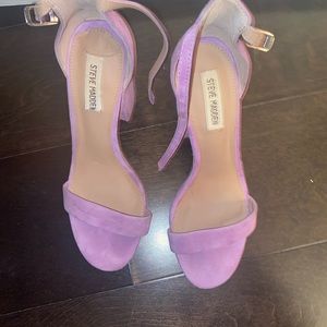 Bright purple chunky heels